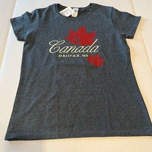 Canada Halifax NS Women Size Medium Grey Gray Maple Leaf‎ Short Sleeve Shirt NEW